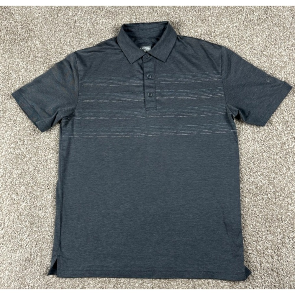 Callaway Polo Shirt Mens Small Gray Solid Short Sleeve Golf Stretch‎ Casual